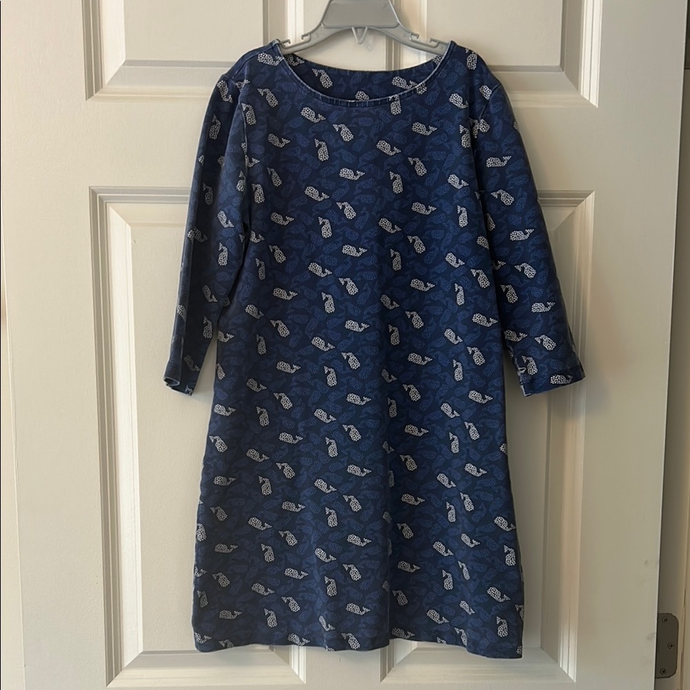 Vineyard Vines Blue Kids Dress with Whale Pattern